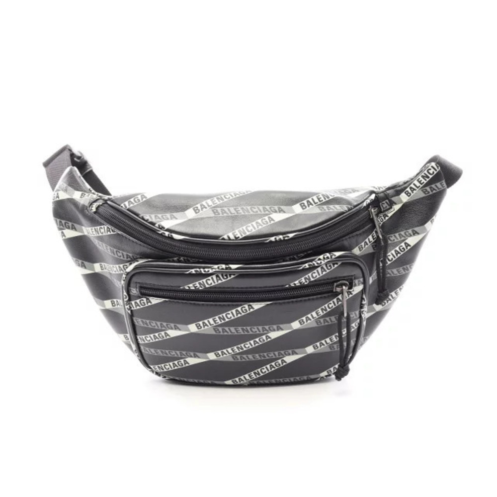 Balenciaga Explorer Waist Bag Body Leather Black White Gray